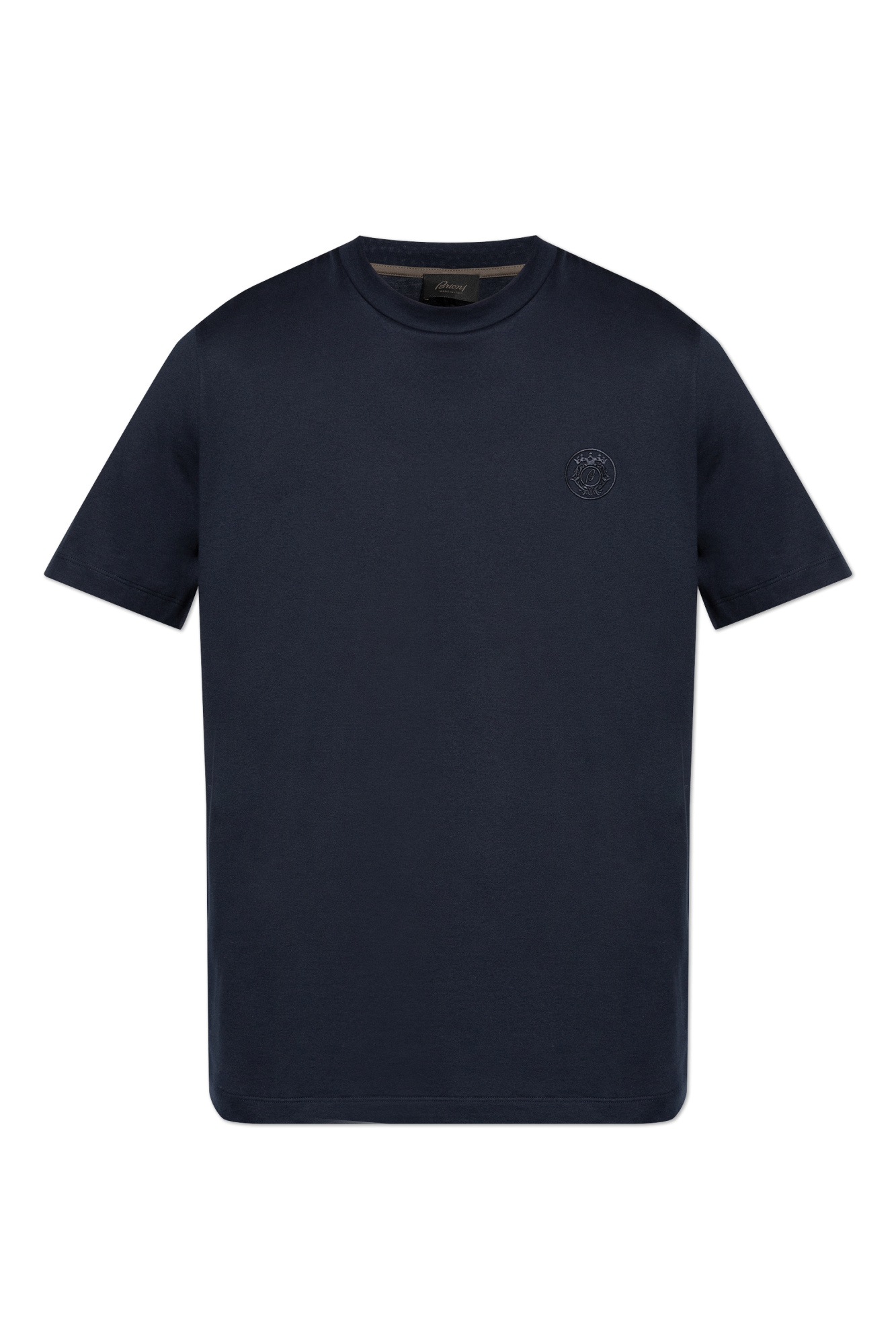 Tシャツ・カットソー Brioni FW25 TSHIRT (UJUA0L OD620 9000) Navy blue T-shirt with embroidered logo Brioni - Vitkac